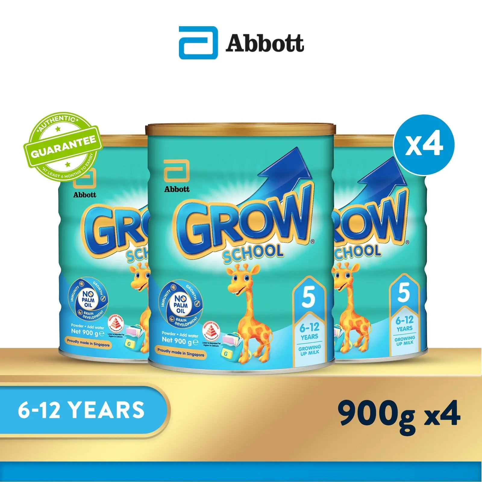 [Bundle of 4] GROW Growing Up Milk for Kids - School Stage 5 (6 - 12 years) - 900g