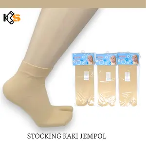 Kaos Kaki Stoking Jempol Muslimah Wanita Dewasa, Stocking Kaki Dua Jari Warna Krem Polos Bahan Nilon Lembut Elastis Dan Kuat