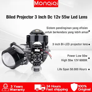 Monqiqi Biled Projector 3 Inch DC 12V 45W / Lensa Projector Blue Lens Jam Proyektor Layar