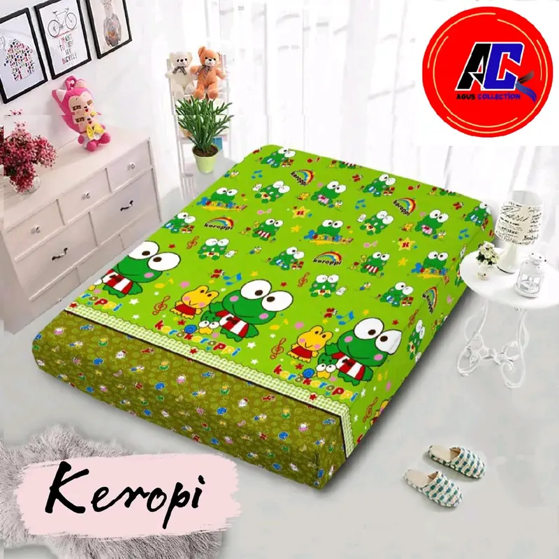 Sarung Kasur Busa Resleting Motif Flamingo UK.180x200 Bahan Katun Poliester//Seprei Resleting Motif Anak 2