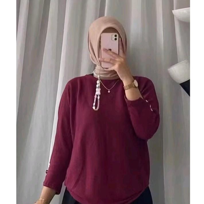 BLOUSE RIBB KNITT LENGAN KANCING MODEL TERBARU WANITA | ATASAN WANITA 3