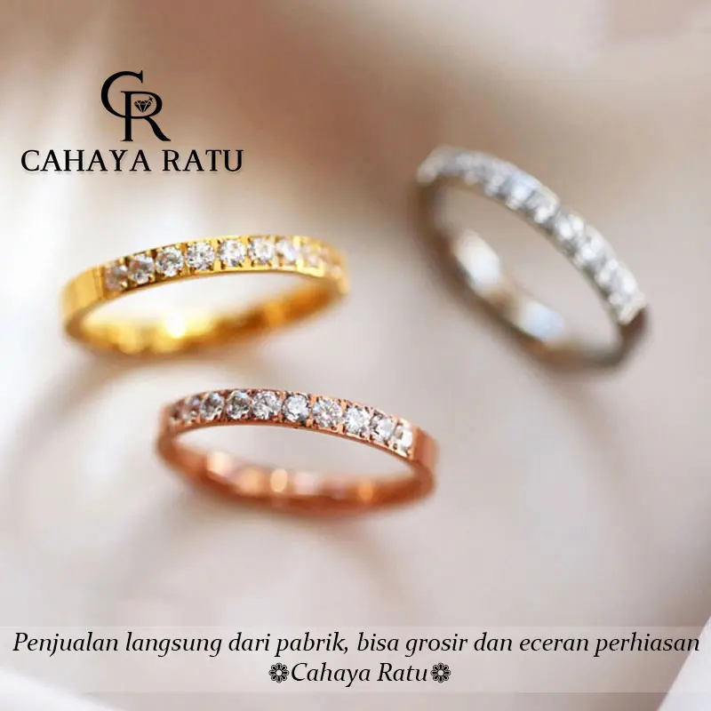 10 CR • Cincin Titanium Asli Ori Wanita Anti Karat Mewah Elegan Aesthetic Korean Style Model Baru 2024 Perhiasan Promise Ring (Stok Terbatas) 3