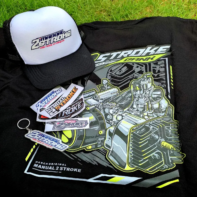Sepaket Kaos 2stroke Fizr 2tak Caton combed Distro Fre Stiker & Gantungan Kunci Keren 3
