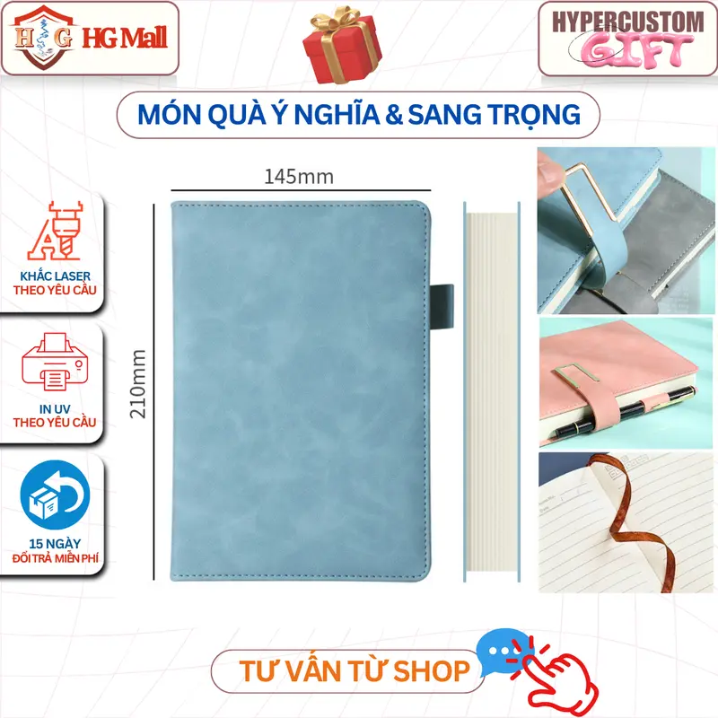 Set Quà Tặng Cao Cấp ( Sổ Tay A5, Bút Ký, Ruột Bút Thay Thế kèm hộp+túi ) cùng màu, Khắc Laser Tên/Logo Theo Yêu Cầu 5