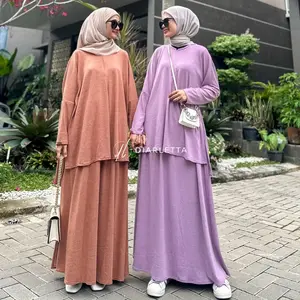Lea Set Rok Knit Caramel Busui Friendly Daily Set Stripee One Set Viral by Diarletta