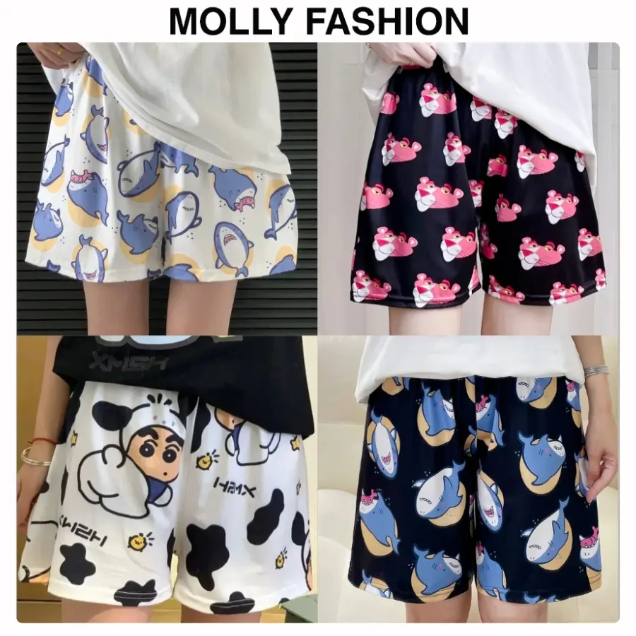 Quần đùi nam nữ MOLLY FASHION thun lạnh Bigsize, quần short mặc nhà hoạt hình - mặc nhóm đi biển/đi chơi BST08