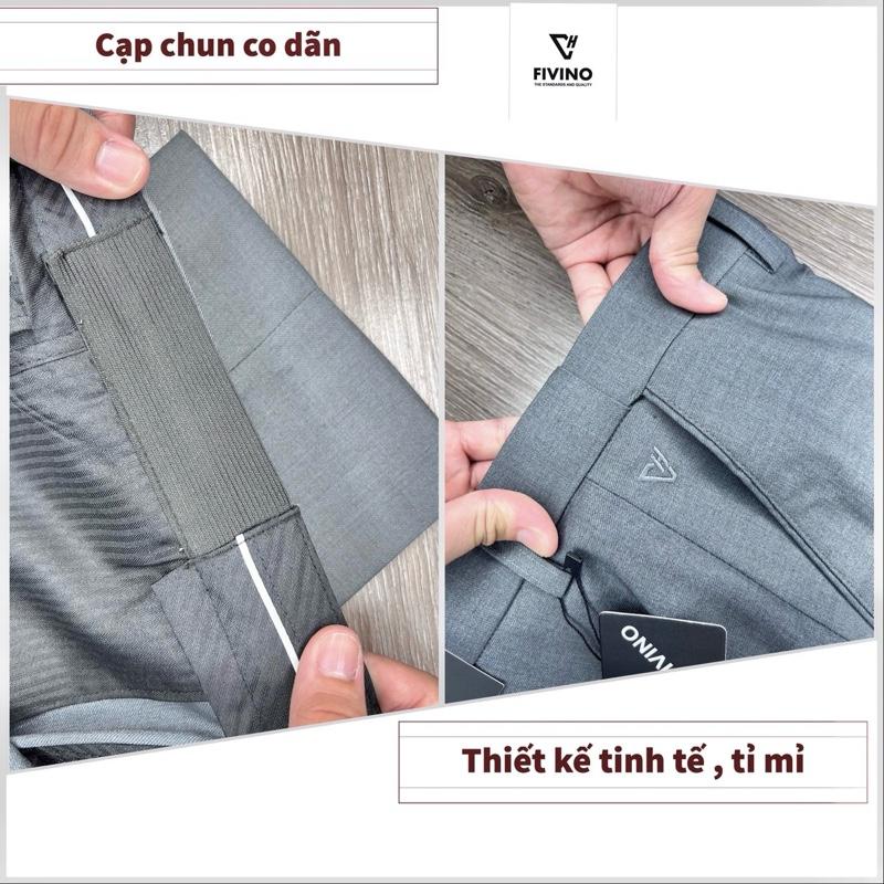 Quần tây Fivino dáng simfit 17-19 cm cạp chun Menswear Nam chất liệu mát nhẹ thấm hút mồ hôi tốt mua 2 quần giảm thêm 5 %