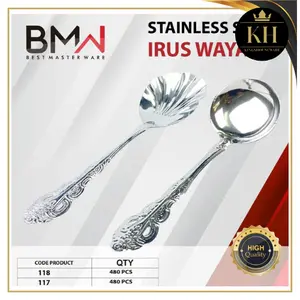 Kh- SENDOK SUP SAYUR MOTIF KERANG STAINLESS - IRUS SENDOK SOP DOLL - SENDOK WAYANG - CENTONG PRASMANAN LAUK CENTONG