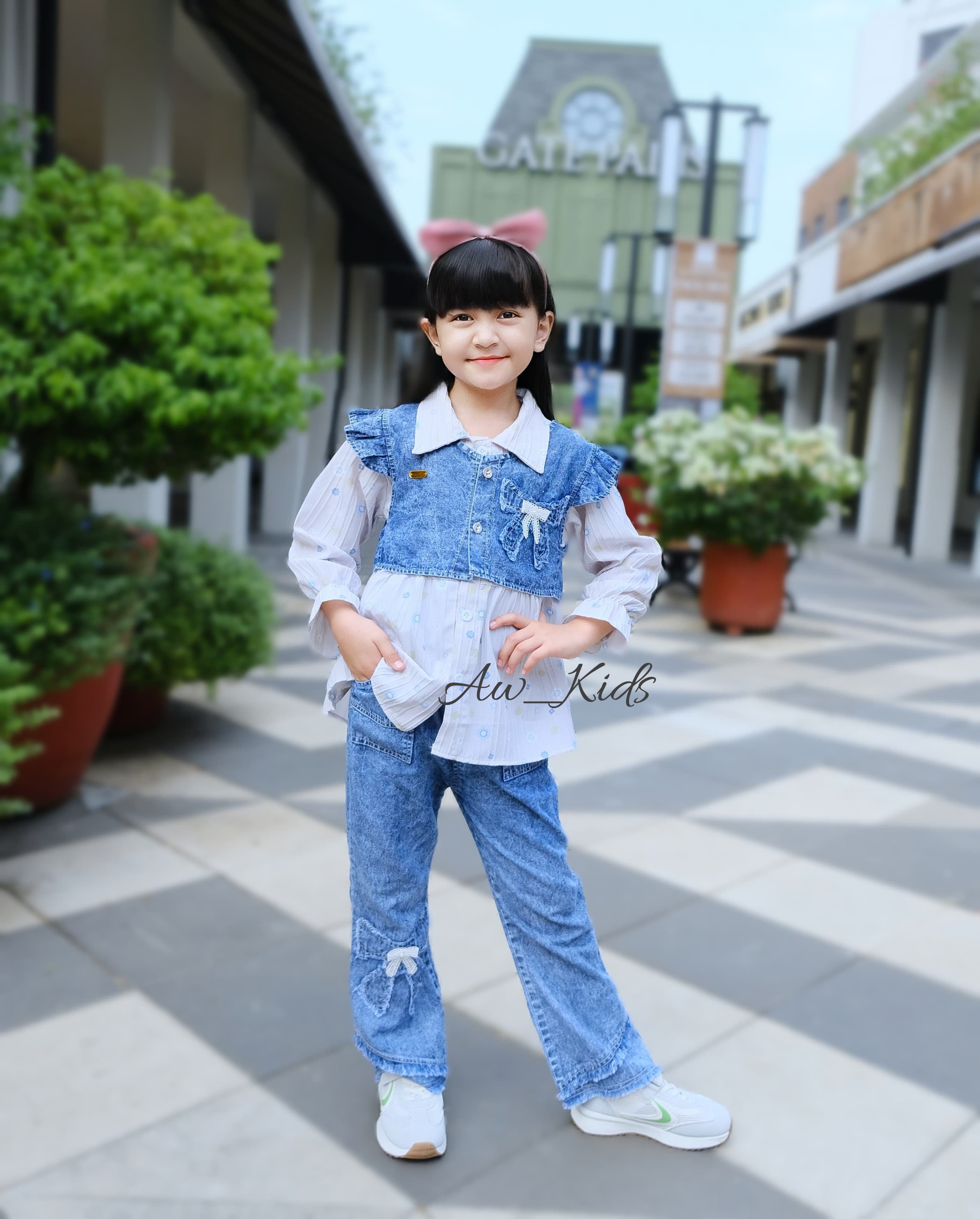 Stelan Elora 3 IN 1 Jeans Anak Perempuan Terbaru, Usia 3 Sampai 12 Tahun