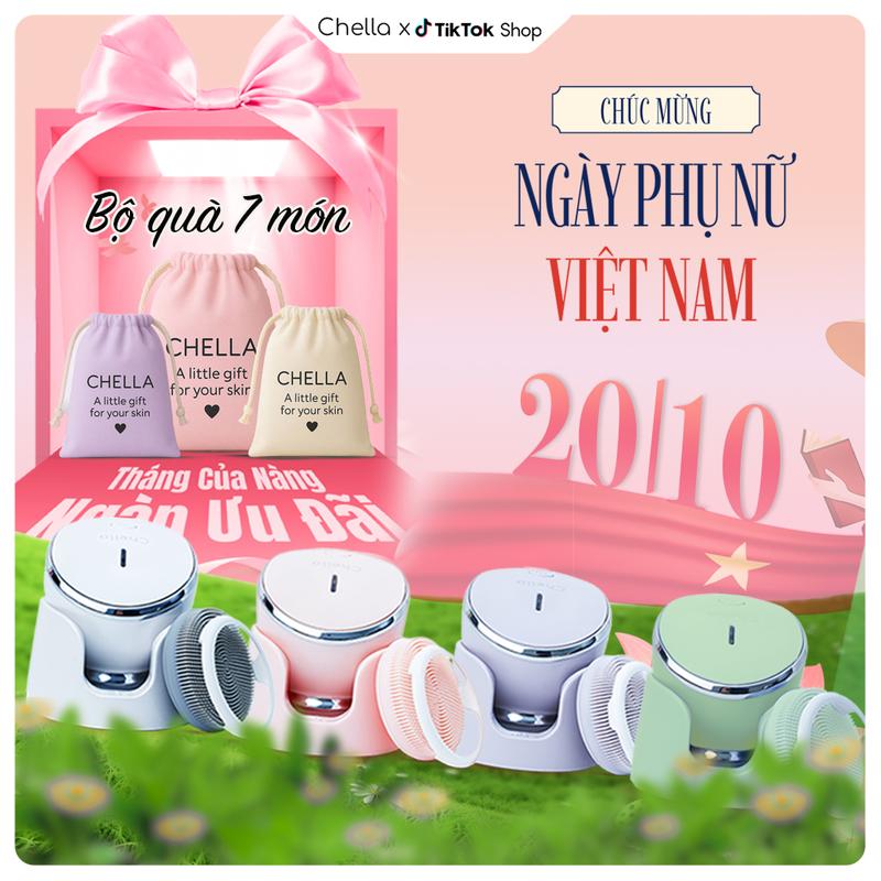Máy Rửa Mặt Chella 4 trong 1 kiêm chức năng Tẩy Trang, Đẩy Tinh Chất và Nâng Cơ - Bảo hành 365 ngày
