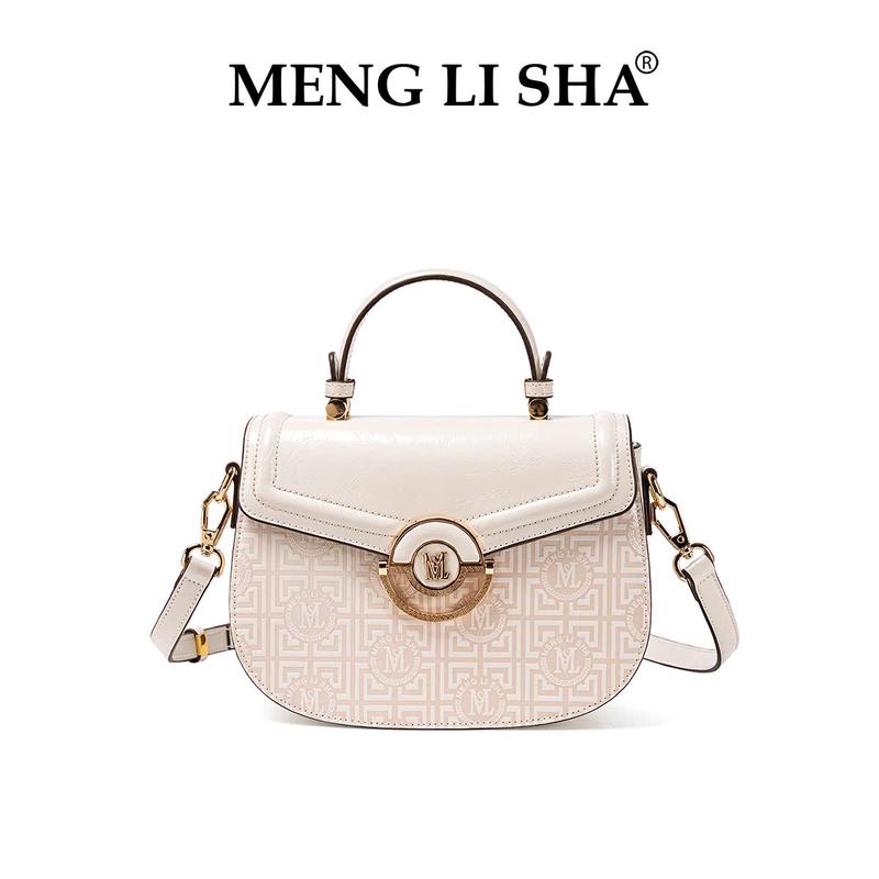  6101- Túi Xách Nữ MENG LI SHA Màu trắng Dáng bán nguyệtHọa Tiết Monogram Sang Trọng. Bag Nữ Đeo Vai Đeo Chéo. Dễ Phối Đồ. 