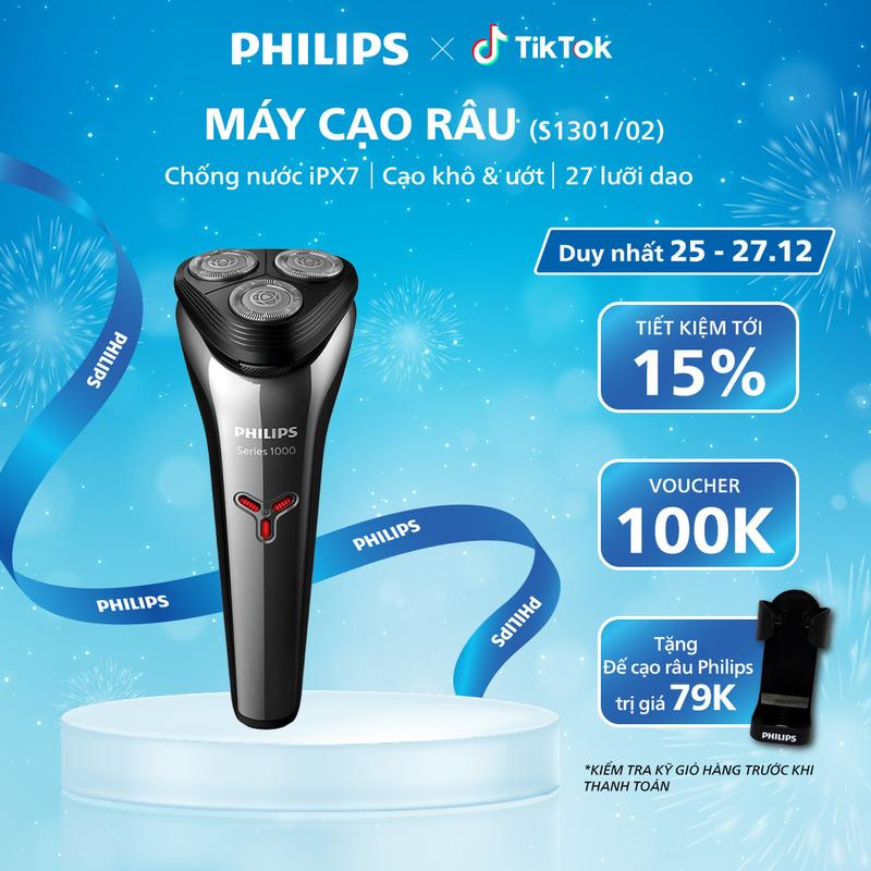 Máy Cạo Râu Du Lịch PHILIPS S1301 02 Cạo Khô và Ướt Sạc Nhanh Bảo Hành 24 Tháng