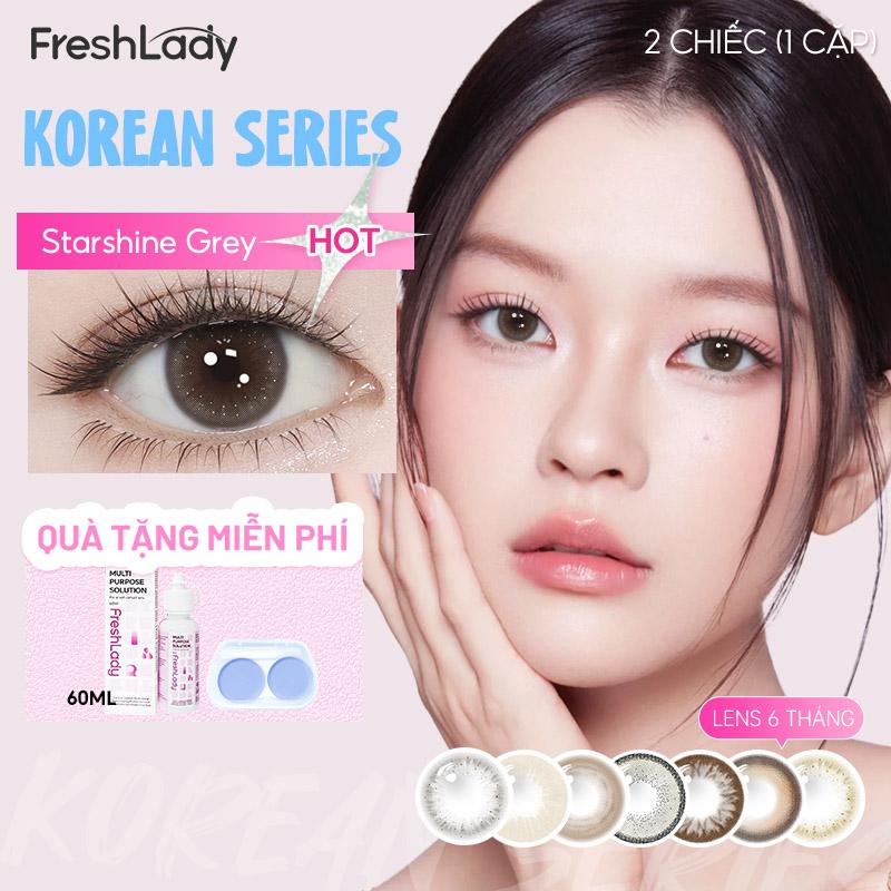 HOT Kính áp tròng 0-6 độ Black Brown Grey hạn sử dụng 6 tháng 14.0-14.5mm Freshlady Lens COD