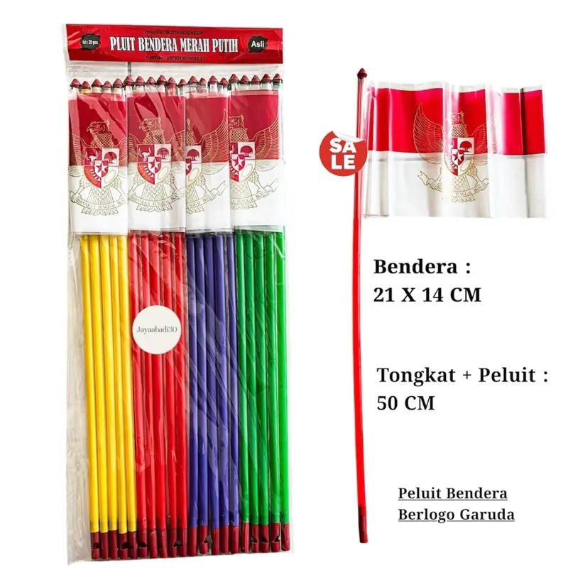 [ 20PCS ] PELUIT BENDERA TONGKAT PELUIT MERAH PUTIH PERPACK ISI 20pcs