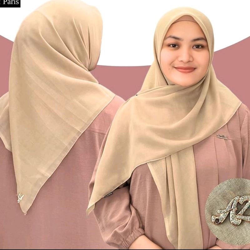 Jilbab Azara (5pcs) Premium Pouch isi New Logo Az Ukuran 110 x 110 Square Muslim Kerudung Wanita 0