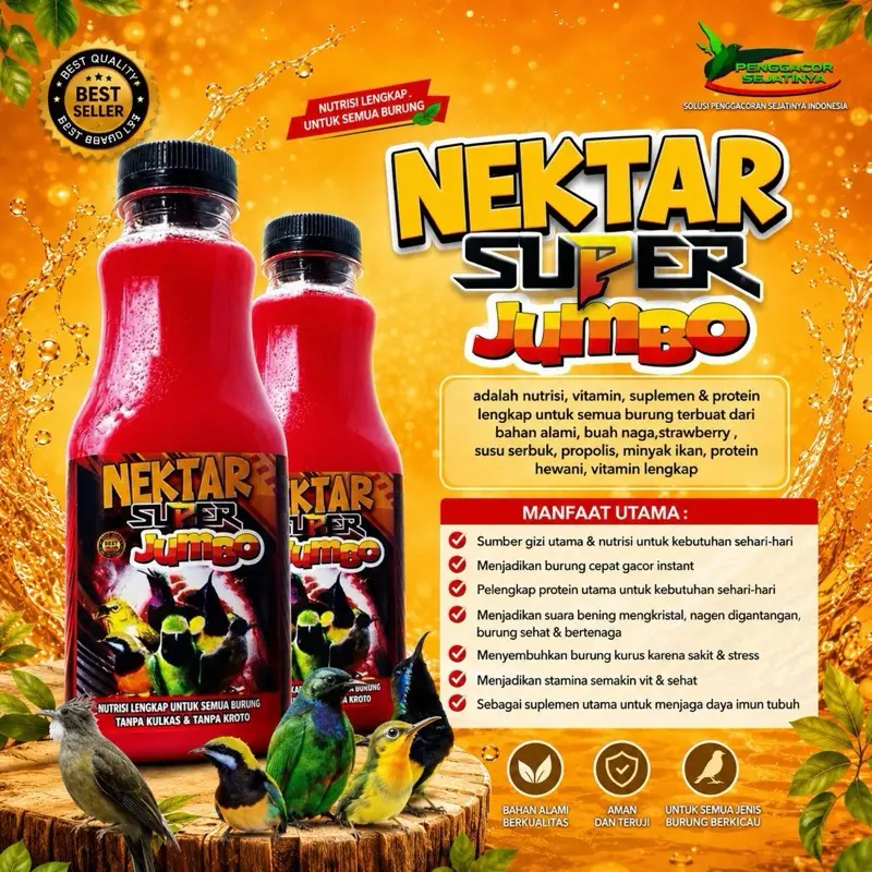 Nektar Super Jumbo 400ml Pakan Burung Sogon Pleci Colibry Conin