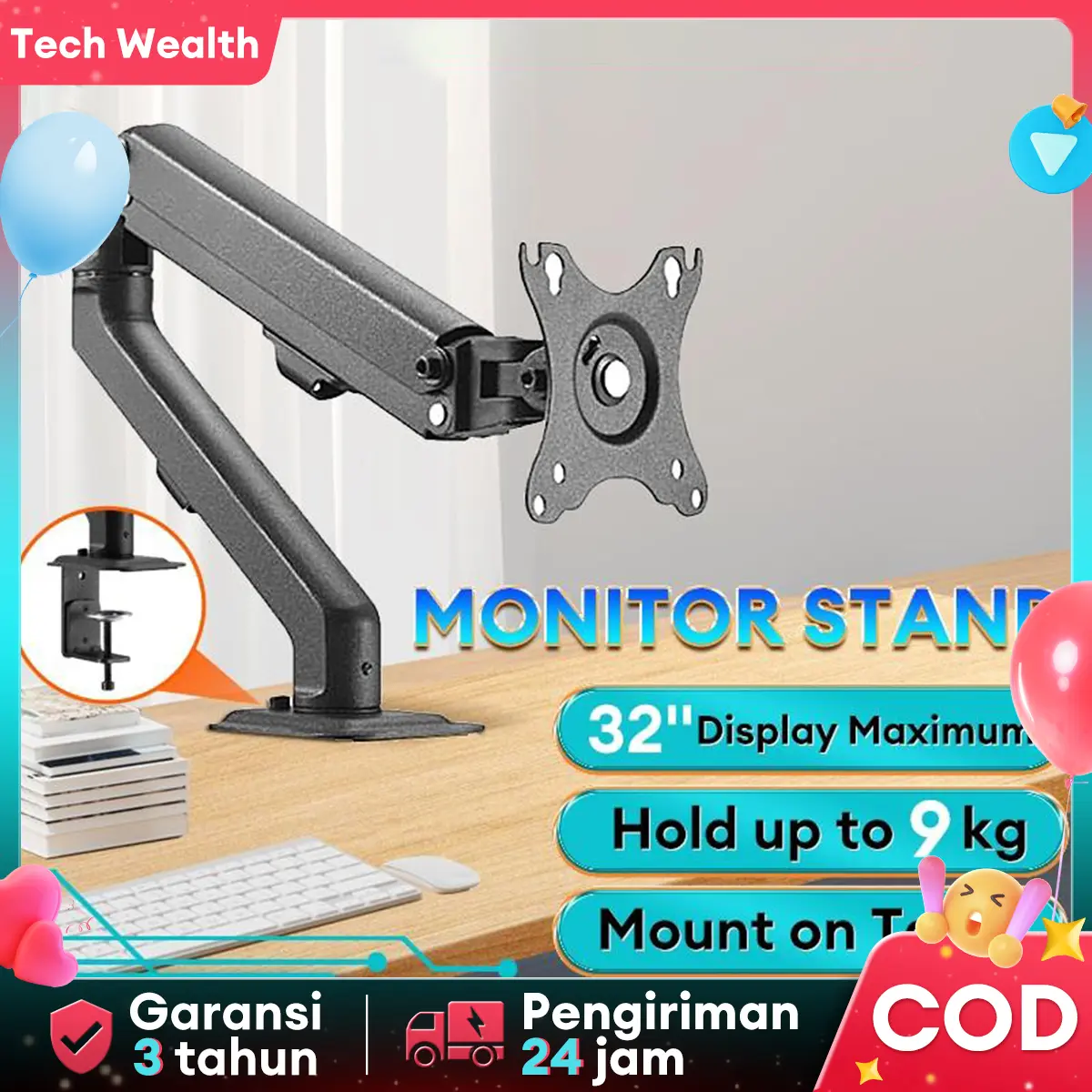【EXPOSE】COD  Adjustable display stand with tray bearing 2-15kg, screen size from 10 "to 27" can be used Laptop