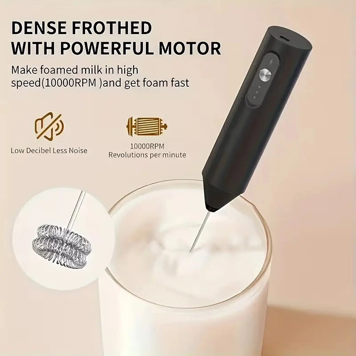 MutiaraMall | Hand Mixer Mini Pengocok | Milk Frother USB Charge EF | 300mAh 23.3cm 9cm 2.5cm 25cm