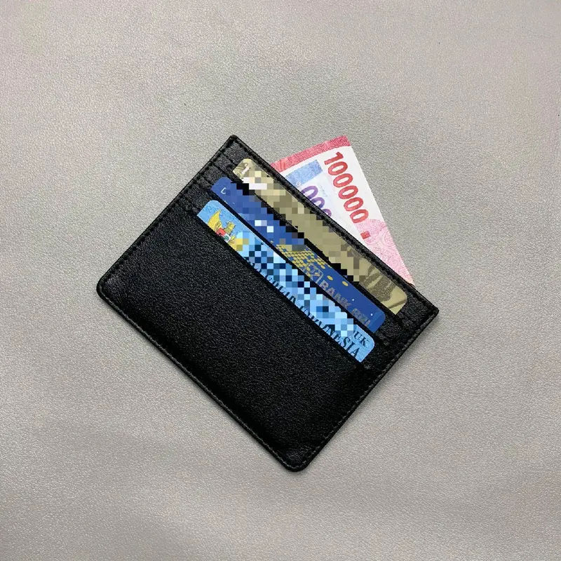 Prade Luxser Dompet Kartu Polos Kulit Mini - 6 Slot Simpan Kartu Sisi Bolak Balik - Unisex - Dompet Elegan untuk Pria Wanita 1