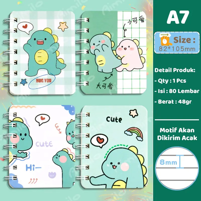 Notebook A7 Buku Kecil Catatan Scrapbook Mini Buku Notes Kecil Alat Tulis Sekolah 4