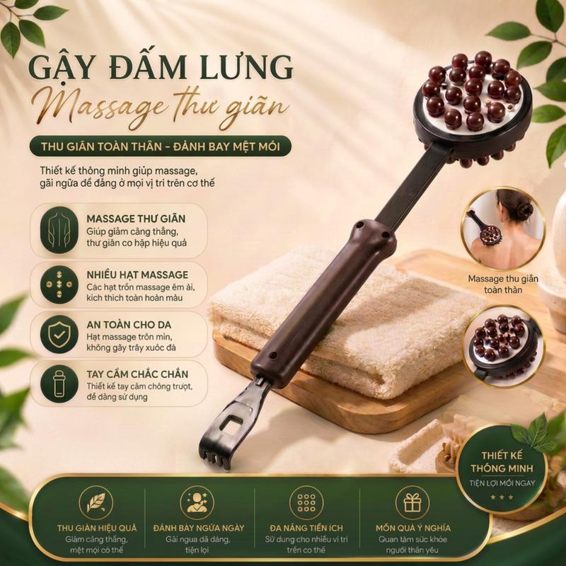 Búa Đấm Lưng Massage Cổ Vai Gáy, Đả Thông Kinh Lạc, Gãi Ngứa Cơ Thể, Đấm Lưng…