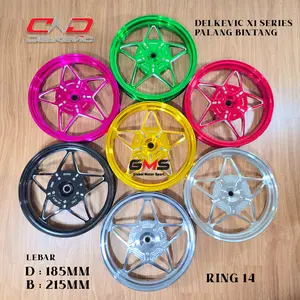 DELKEVIC X1 Series Palang Bintang Ring 14 Lebar Depan 185 Belakang 215 untuk Vario 125 150 Beat Scoopy Mio Sporty NMAX Aerox 155 Motorcycle