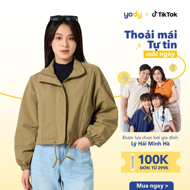 YODY Áo Khoác Thể Thao Nữ Oversize Năng Động SKN7012