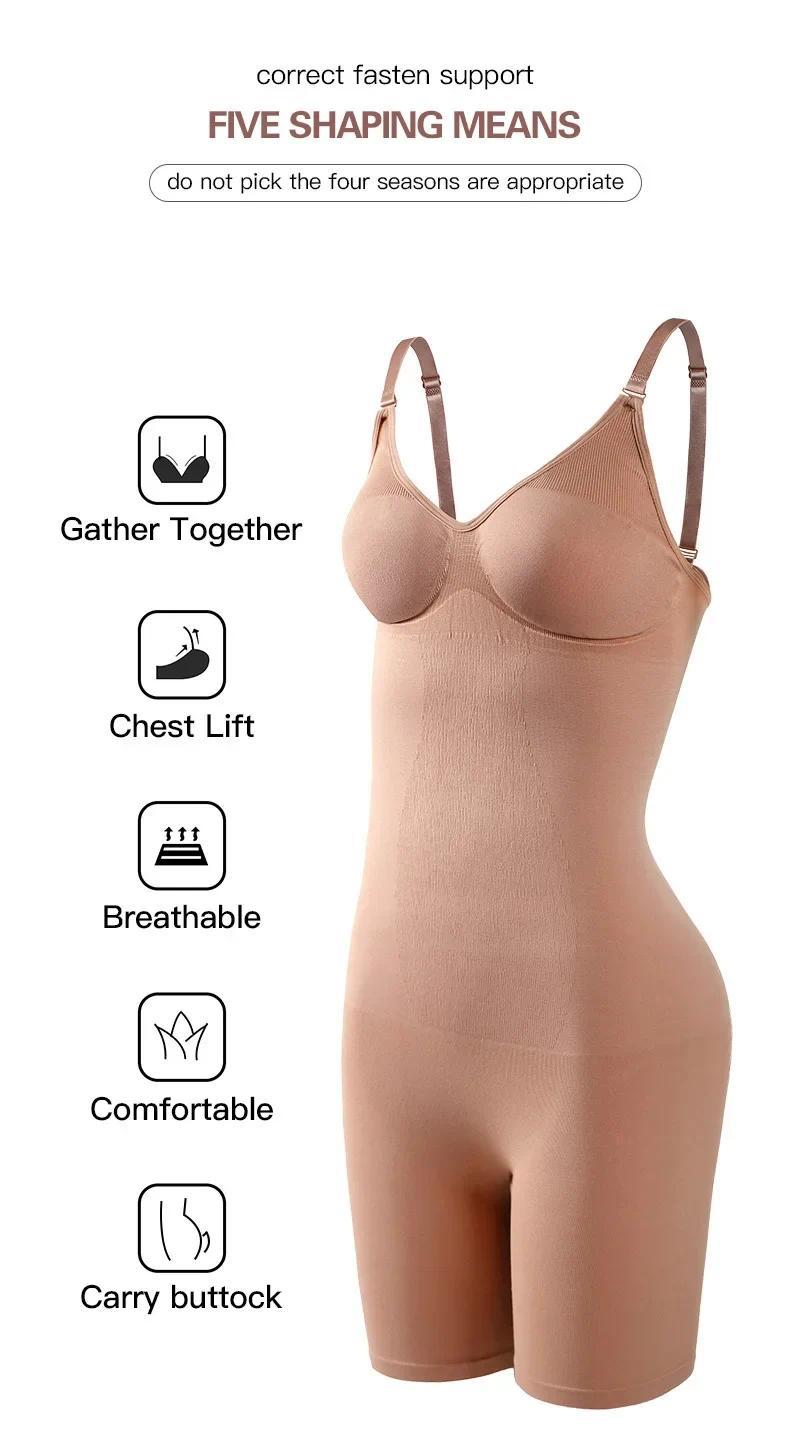 Product Introduction of Seamless Bodysuit Women Butt Lifter Shapewear Belly Control Body Shaper Corset Strappy-Back Chest Lift Correct Posture Underwear 6