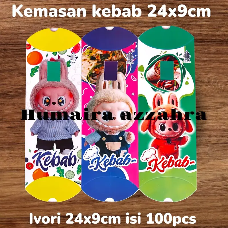 50 LEMBAR KERTAS KEMASAN KEBAB 24X9 LABUBU TERBARU QUALITY 3