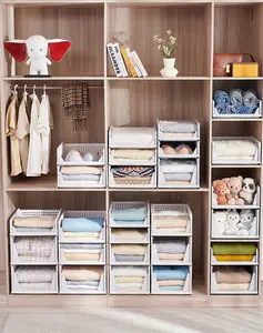 Model versi terbaru, ukuran lebih besar dan diperkuat, sekat lemari pakaian bertingkat, keranjang penyimpanan pakaian, rak penyimpanan serbaguna, keranjang plastik, kotak penyimpanan mainan yang dapat dilipat.