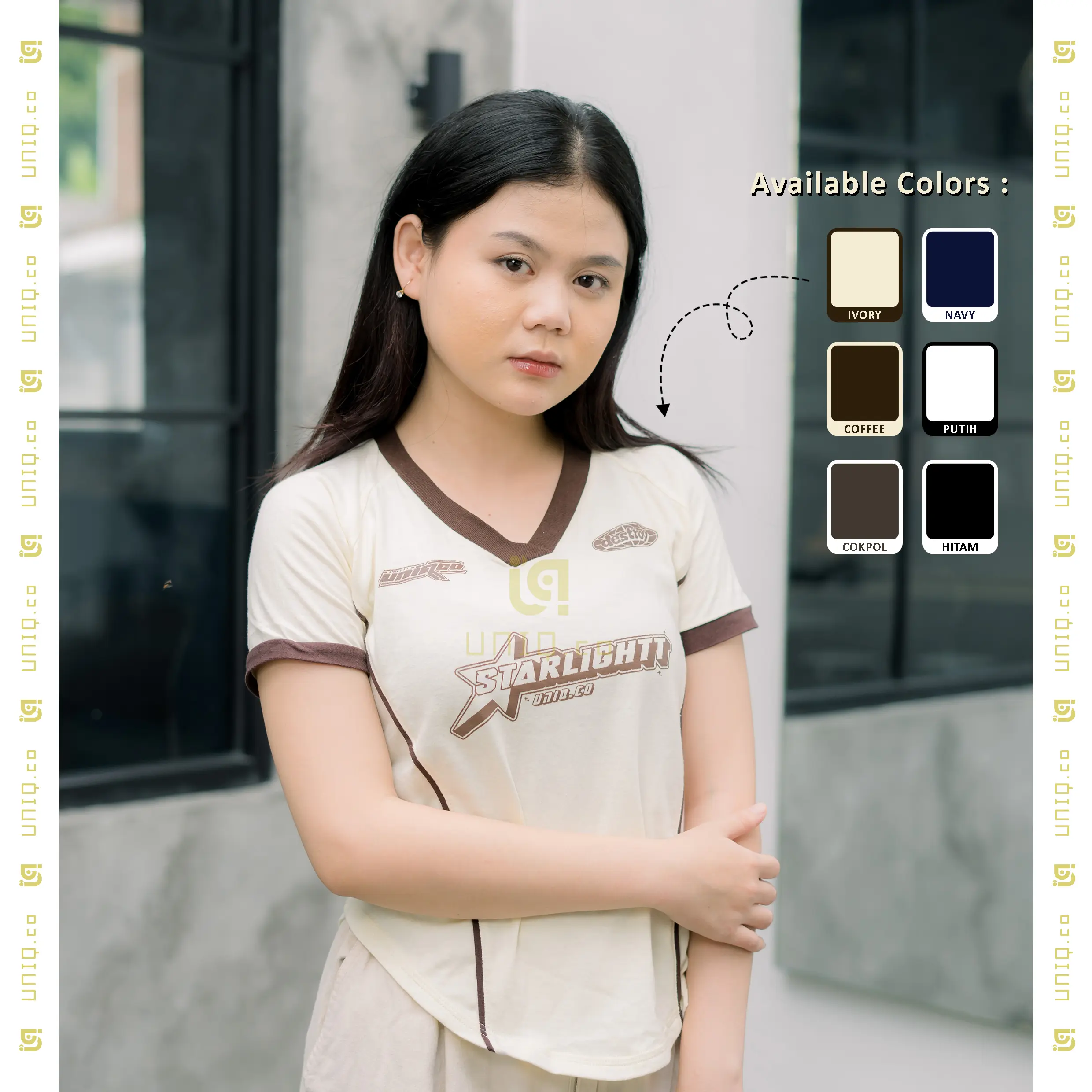 UNIQ STARLIGHT SPORTY TSHIRT PENDEK ATASAN WANITA COTTON PREMIUM