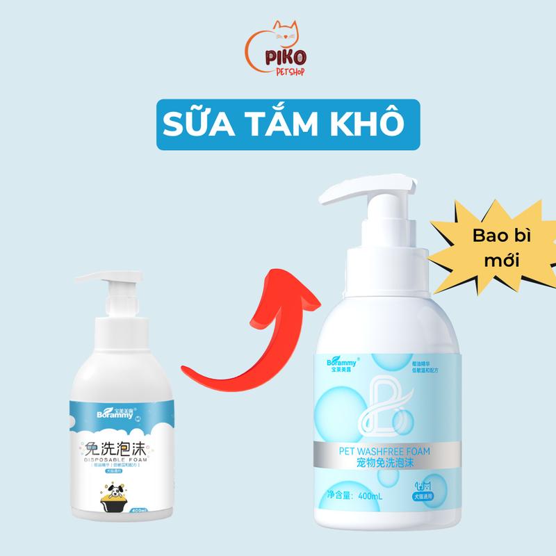 Bọt tắm khô cho chó mèo, dưỡng lông DORRIKEY, sữa tắm khô khử mùi cho chó mèo 400ml - Piko Petshop