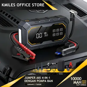 Jumper Aki Mobil Portable 10000mAh Jumper Aki Dan Pompa Ban Dilengkapi Power Bank Dan Lampu LED 12V