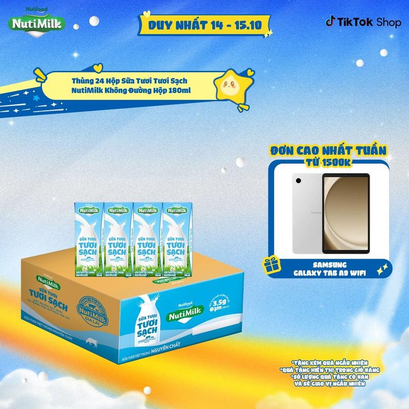 Thùng 24 Hộp Sữa Tươi Tươi Sạch NutiMilk Hộp 180ml