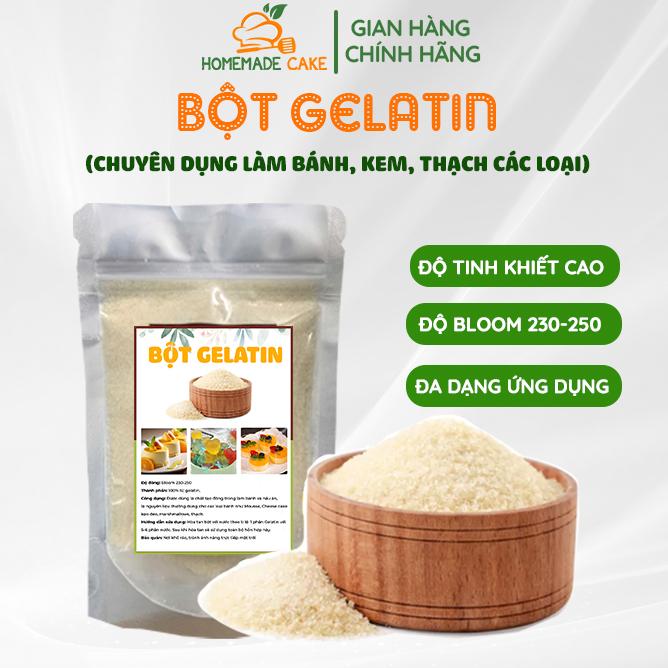 Bột Gelatin Bloom 230-250 Hàng Cao Cấp Bột Gelatin hạt mịn gói tách lẻ làm thạch Pudding bánh Mousse