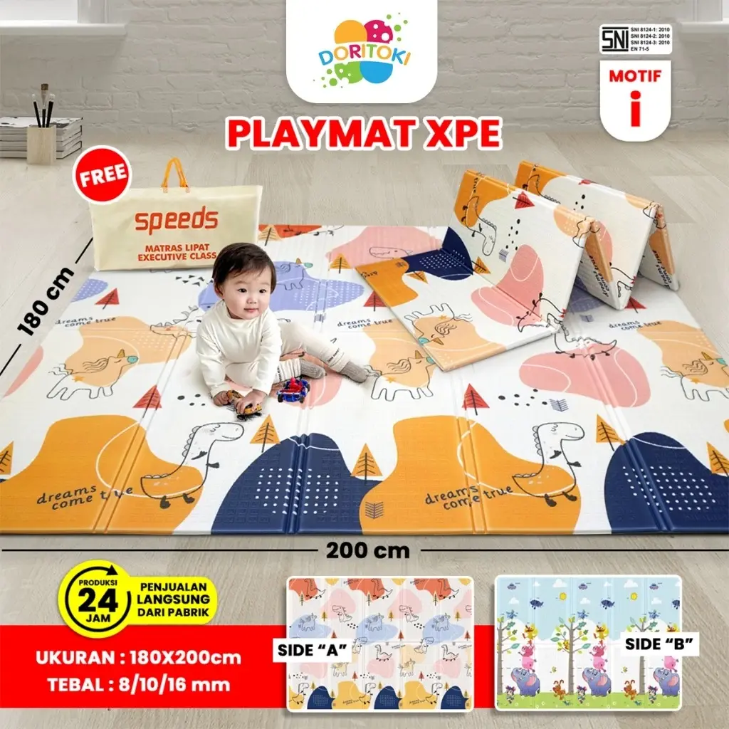 Doritoki x Speeds Matras Bayi Tebal 8MM Playmat Bayi Karpet Lipat Anak/Bayi Tikar Lipat Foam Matras Anak