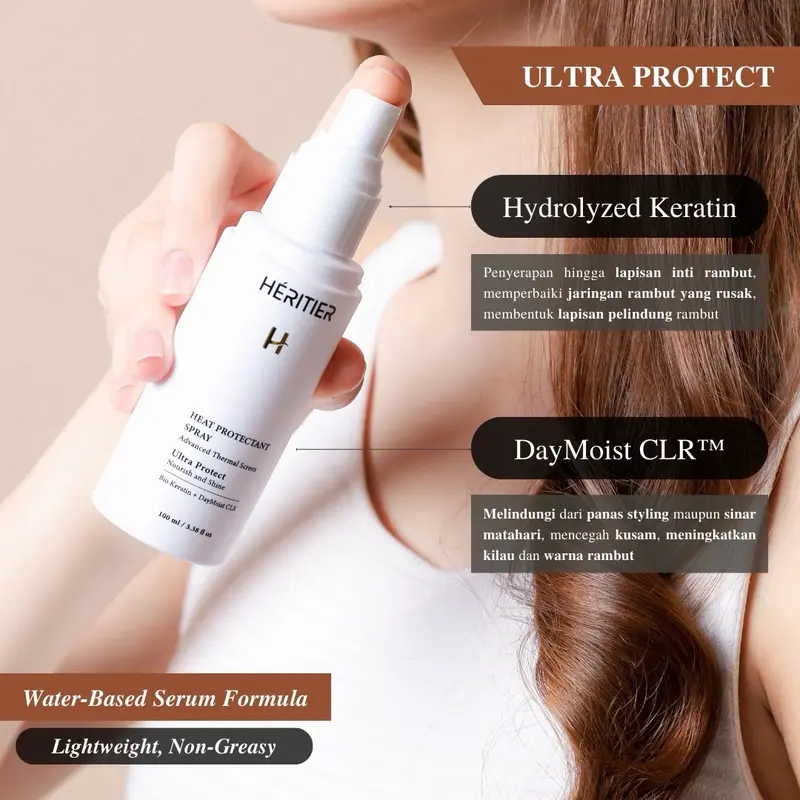 [2 IN 1 BUNDLE SET] Heritier Heat Protectant Spray + Reconstruct Scalp and Hair Mask 2