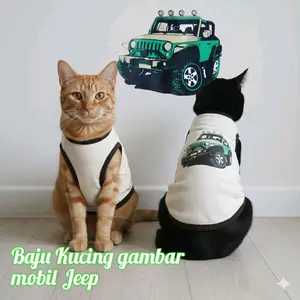 Baju Kucing Lucu Gambar Mobil Jeep Hijau, Pakaian Kucing Murah Kostum Kucing