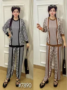 TOS 639- setelan oneset wanita dewasa - set salur labirin & celana semi kulot( produk lokal ) #setelan baju celana wanita panjang dewasa remaja oversize #tiktokshop #outfit #oneset #cucigudang Lengan  Setelan Kulot  Atasan Motif