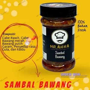 SAMBAL BAWANG/SAMBEL BAWANG KEMASAN BOTOL 150 GRAM HALAL TANPA BAHAN PENGAWET ALAMI Merah Pedas