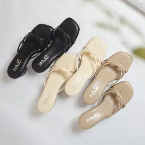 Holic Olive 05 Sandal Wanita Heels Hak Tahu 5cm Sandal Kondangan Heels Kondangan Karet Tali Hitam
