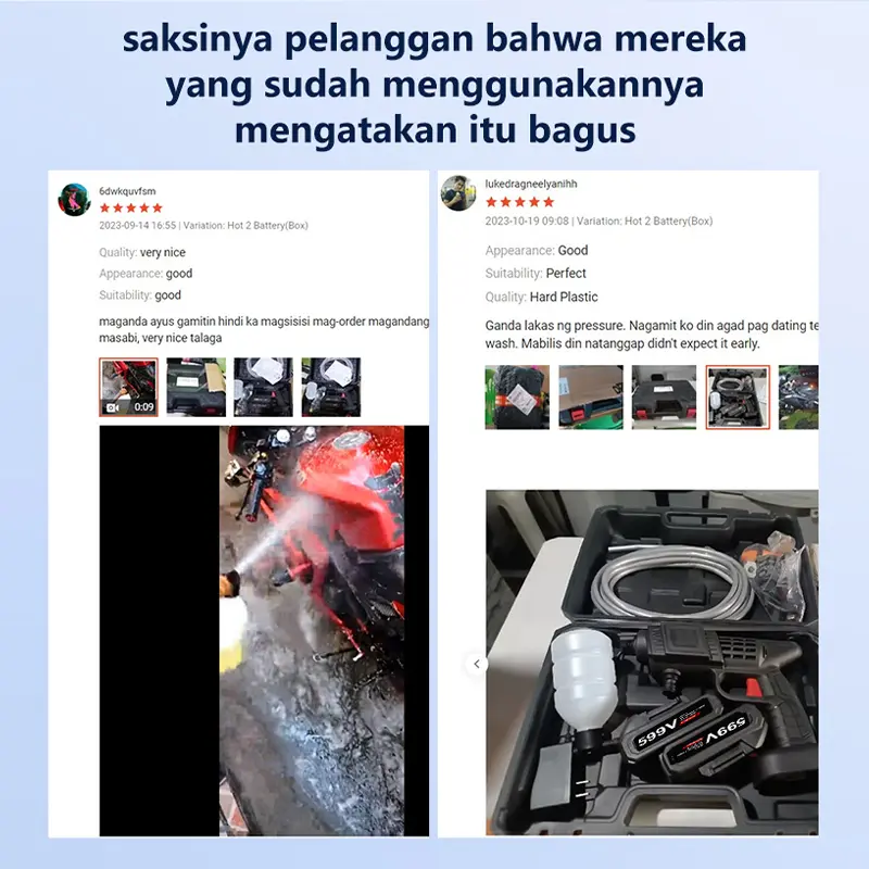 Abloom Alat Cuci Mobil Nirkabel dan portabel Jet Cleaner Mesin Cuci 6-12 meter 180W Mesin Cuci Mobil Alat Cuci Motor Mobil Car Semprot 2