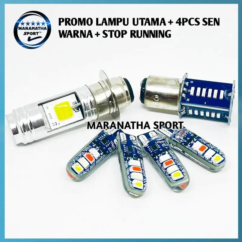 (PAKET HEMAT LAMPU VARIASI 3IN1) LAMPU UTAMA LED 2 SISI AC DC+LAMPU STOP REM 30 Mata +4PCS LAMPU SEN RGB JELLY KEDIP. UNIVERSAL MOTOR BEBEK DAN METIC 2