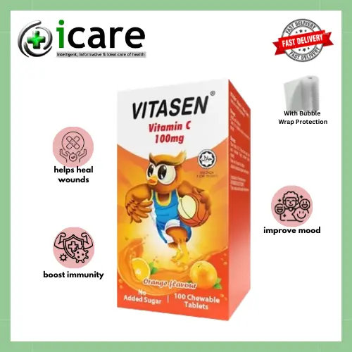 VITASEN VITAMIN C 100MG 100'S - ORANGE ( EXP DATE : 09/2027 )