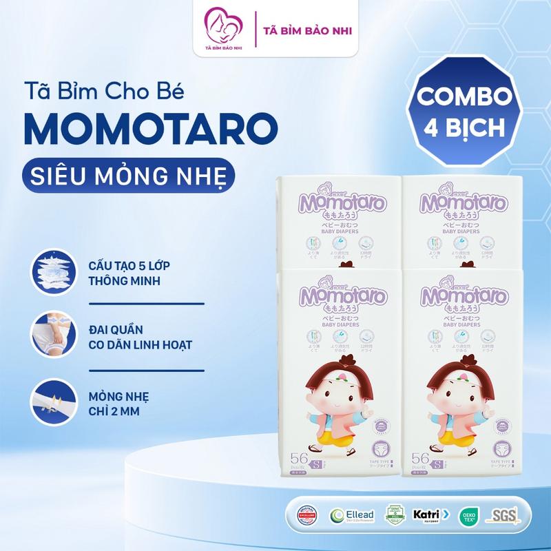 Combo 4 bịch tã bỉm dán quần Momotaro công nghệ Nhật Bản, siêu tiết kiệm cho mẹ…