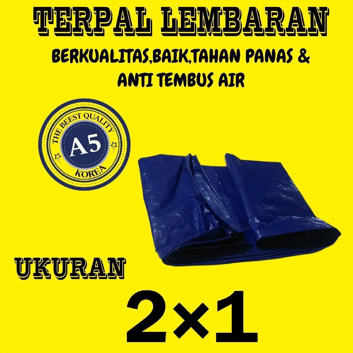 Terpal A5 biru biru ukuran 2×1 kualitas premium mampu menahan panas matahari dan anti tembus air juga di lengkapi lubang ring mata ayam di setiap sisinya,rekomendasi untuk tenda,gelaran,jemur padi,kolam dll Diamond