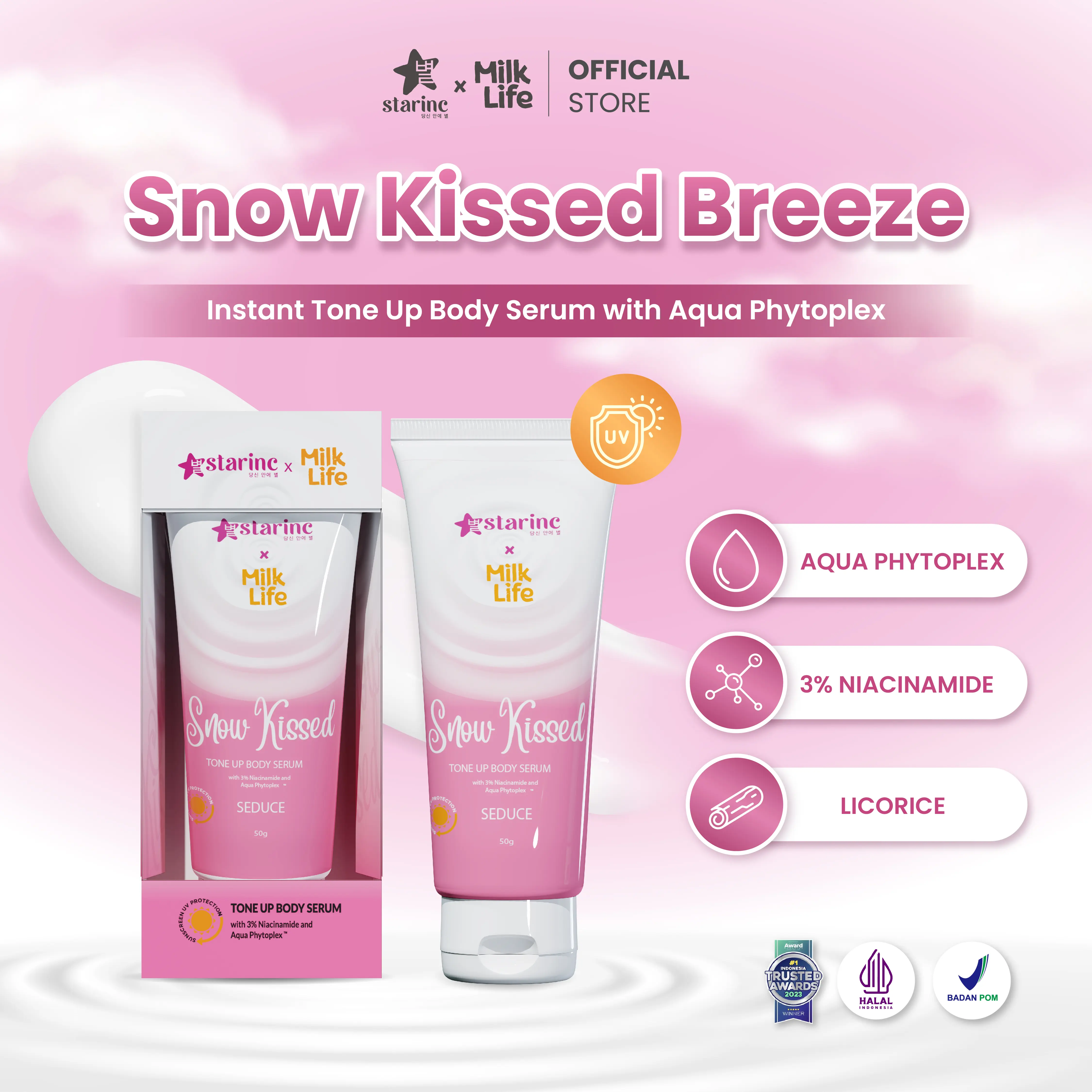 Starinc X Milk Life Snow Kissed Seduce Fun Size 50Gr Instant Tone Up Body Serum Starinc
