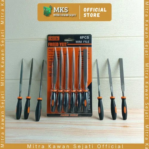 FREED Kikir SET 6 pcs emas besi assorted needle file grip on