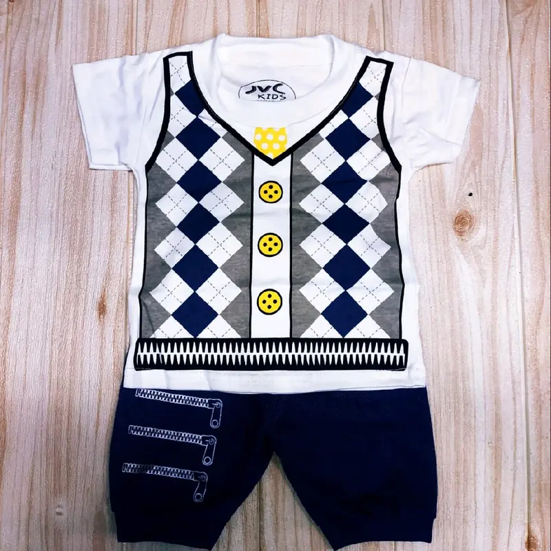 Baju Setelan Bayi Motif Rompi Untuk Baby Usia 0-12 Bulan 0