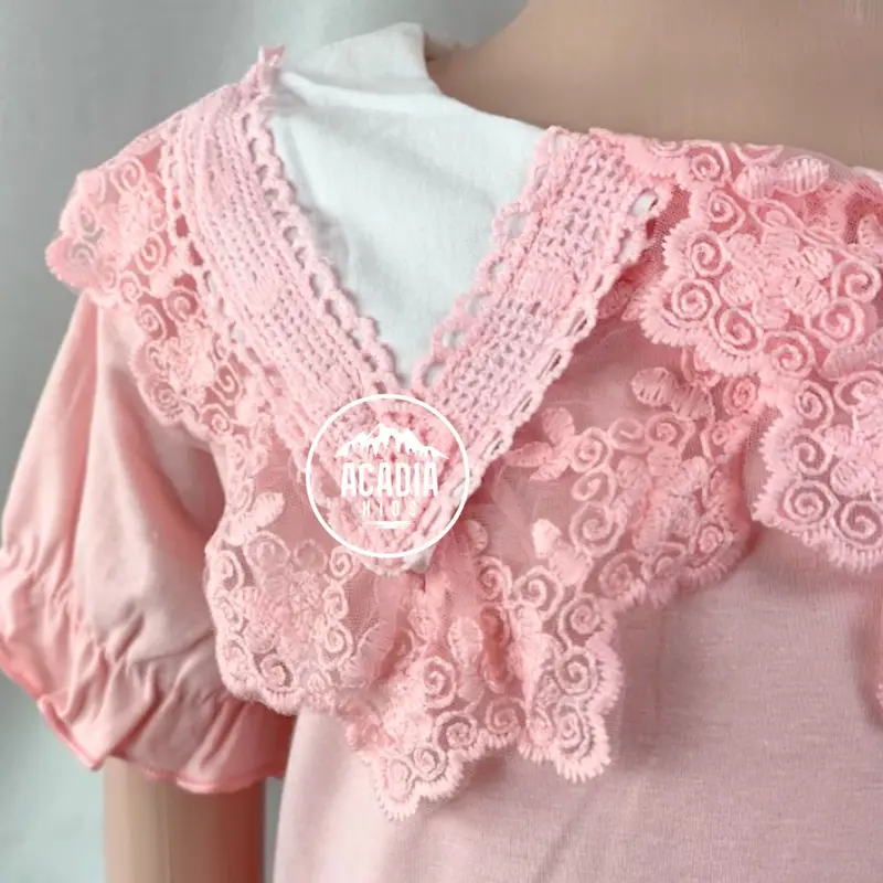 acadiakids Atasan Anak Perempuan Blouse ZALINA Kerah Brukat Lengan Pendek Premium Fashion 3